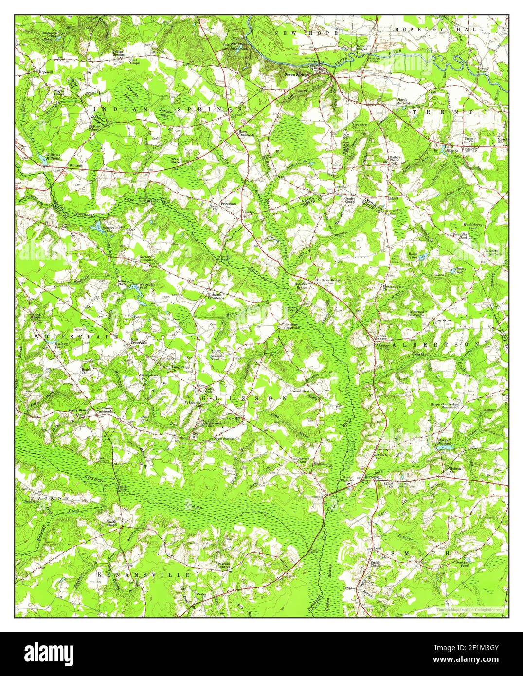 Seven Springs, North Carolina, map 1957, 162500, United States of