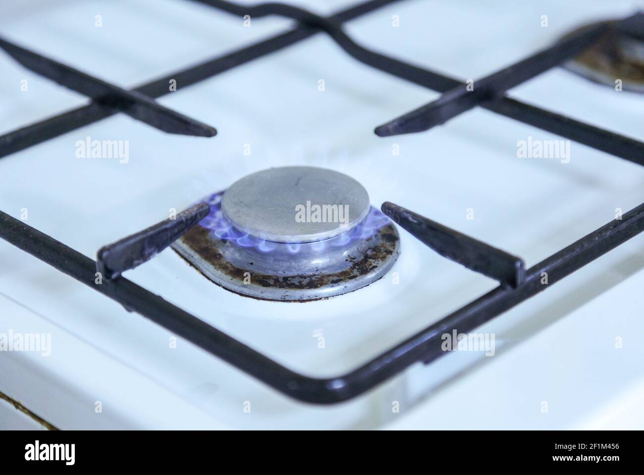 Flame of a Gas Stoves Stock Photo Alamy