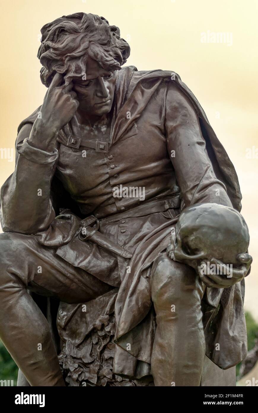 Closeup of Hamlet sculpture at Sir Ronald Gower's Memorial in Stratford-upon-Avon, England, UK Stock Photo