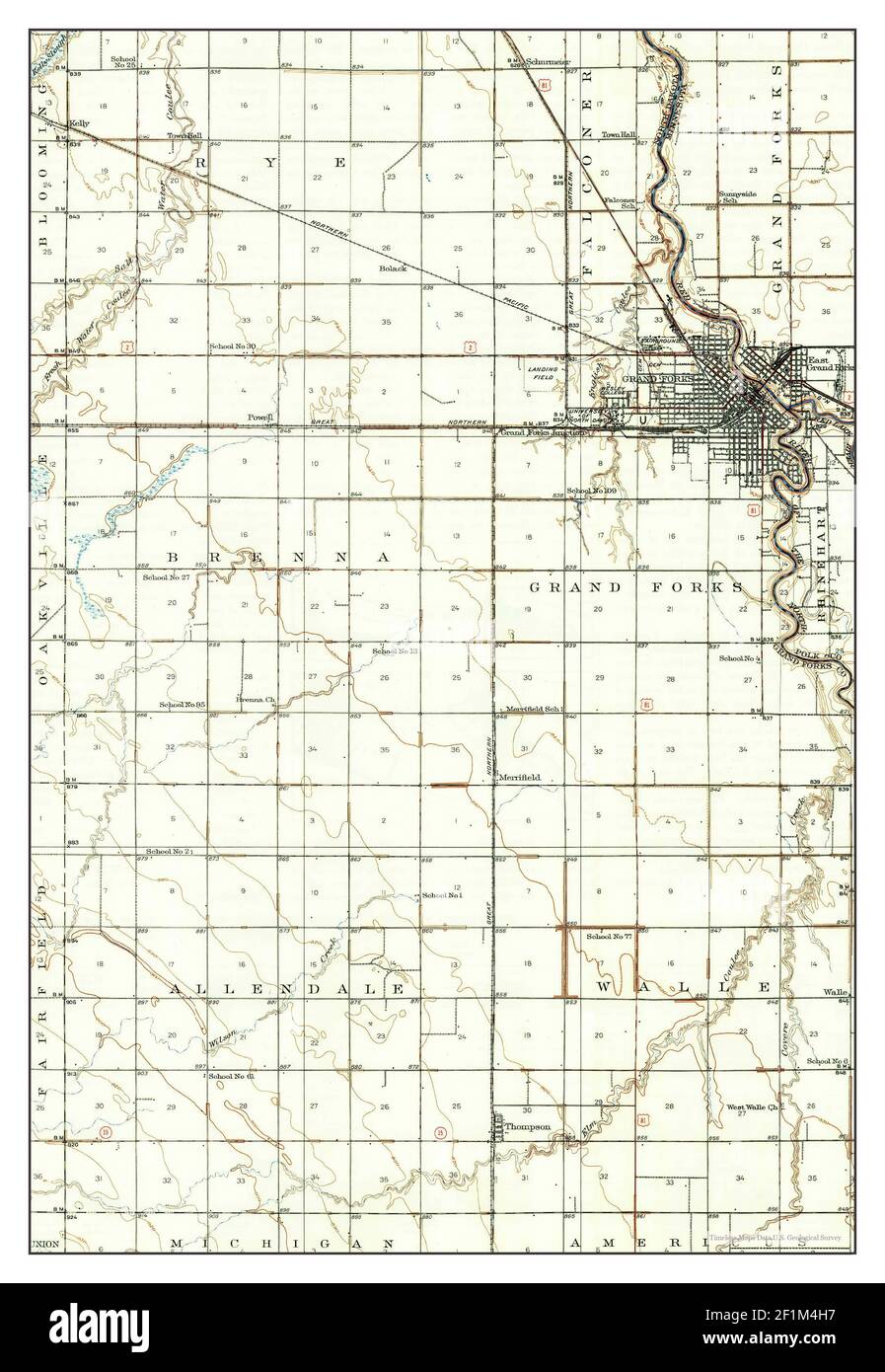 Grand Forks, North Dakota, map 1938, 162500, United States of America by Timeless Maps, data U