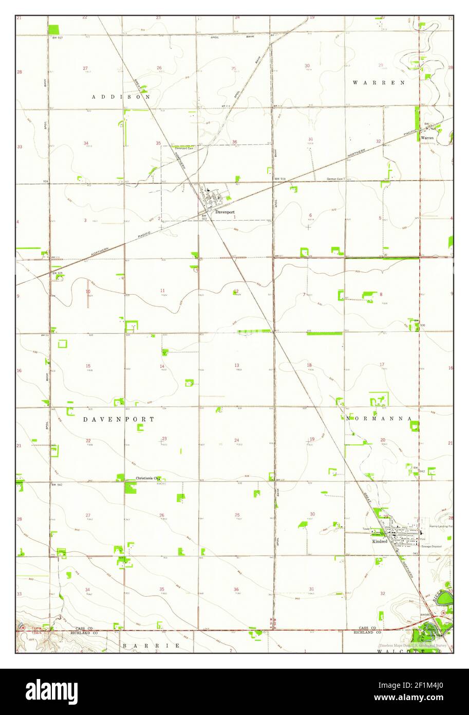 Kindred, North Dakota, map 1959, 124000, United States of America by