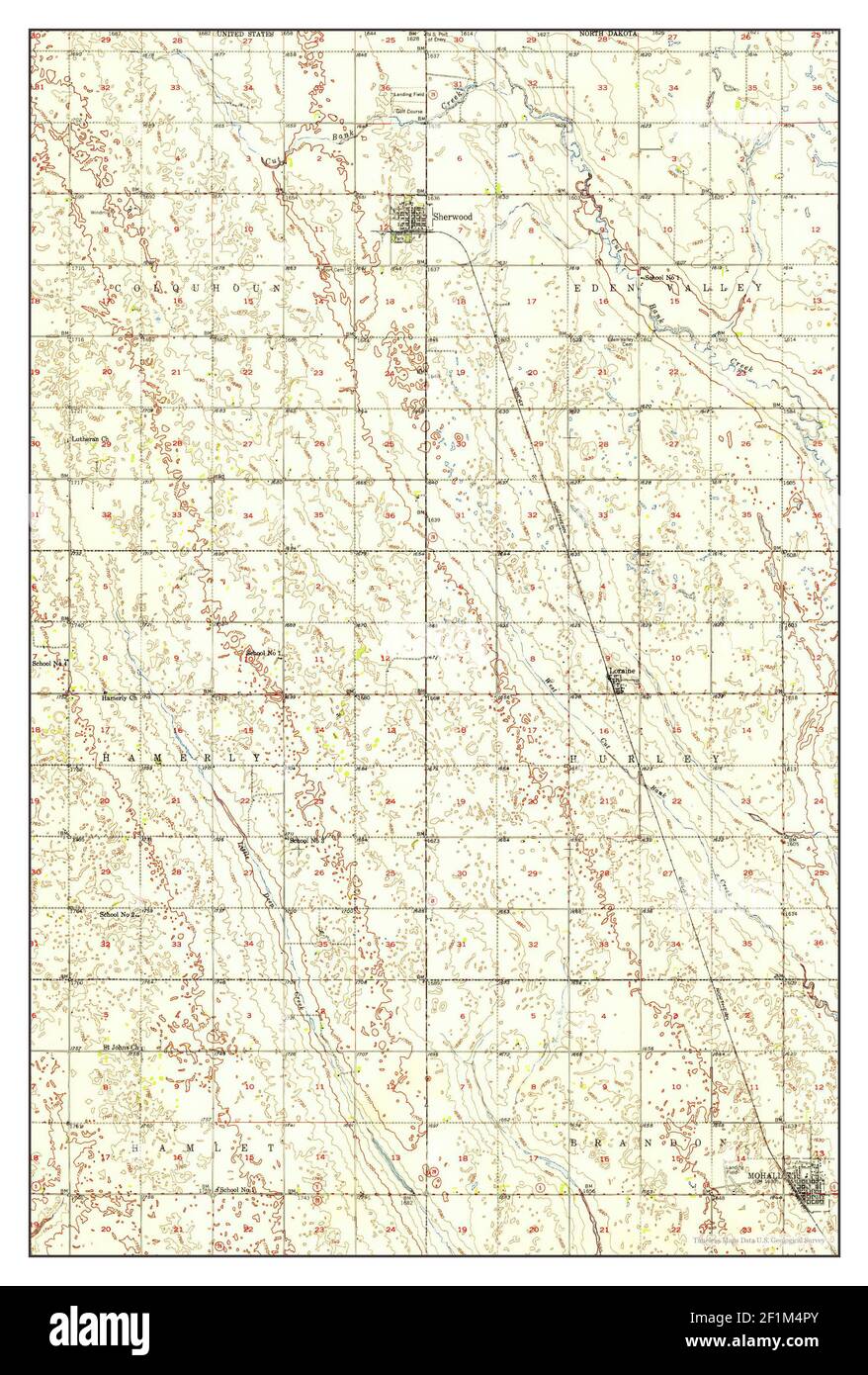 Mohall, North Dakota, map 1950, 1:62500, United States of America by Timeless Maps, data U.S. Geological Survey Stock Photo