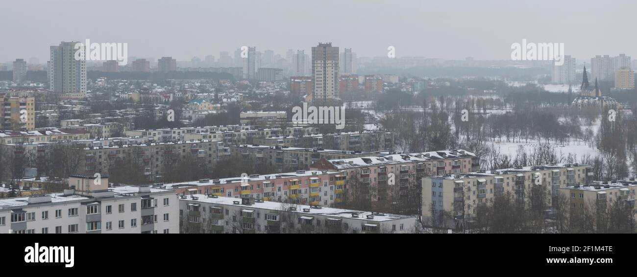 winter and snow Minsk from a height Stock Photo - Alamy