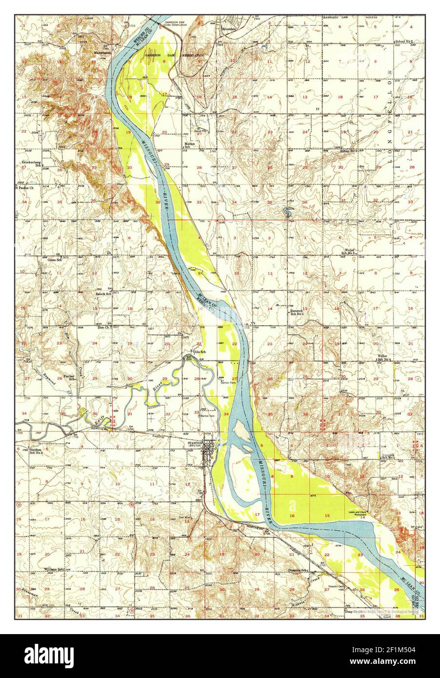 Map Of Stanton North Dakota High Resolution Stock Photography and