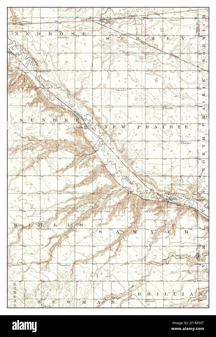 Sawyer, North Dakota, map 1929, 162500, United States of America by