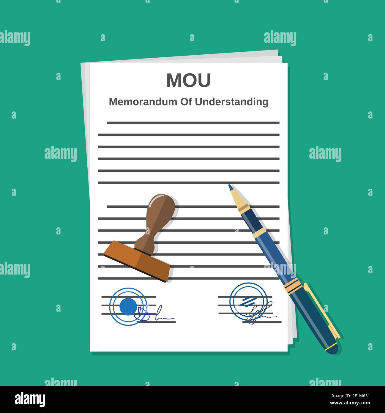 mou memorandum document Stock Vector