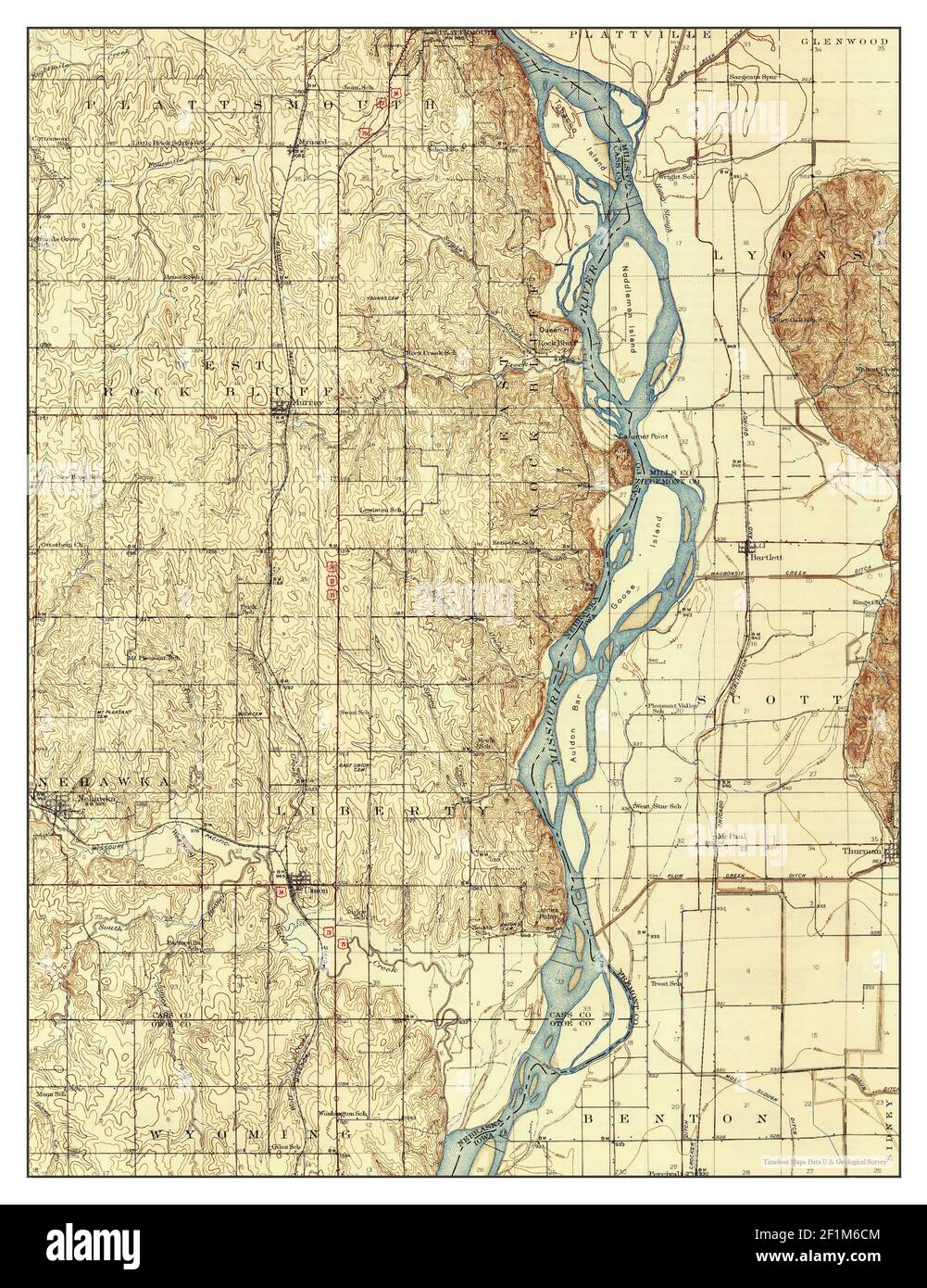 Nehawka, Nebraska, map 1940, 1:62500, United States of America by Timeless Maps, data U.S. Geological Survey Stock Photo