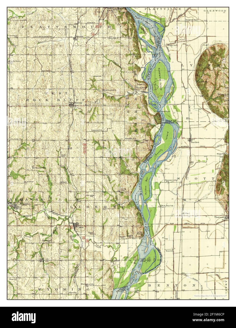 Nehawka, Nebraska, map 1940, 1:62500, United States of America by Timeless Maps, data U.S. Geological Survey Stock Photo