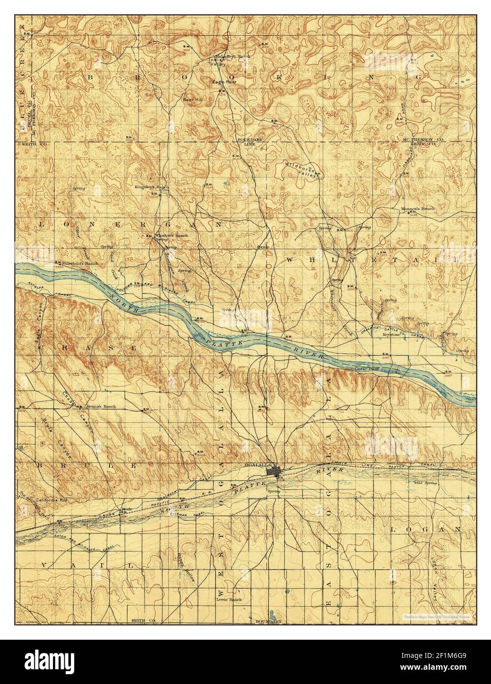 Ogallala, Nebraska, map 1900, 1125000, United States of America by