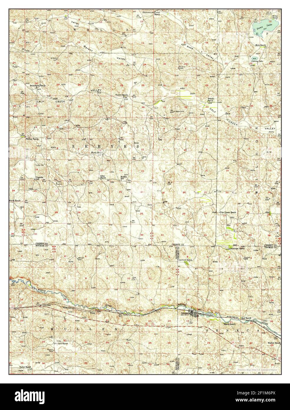 Seneca, Nebraska, map 1948, 162500, United States of America by