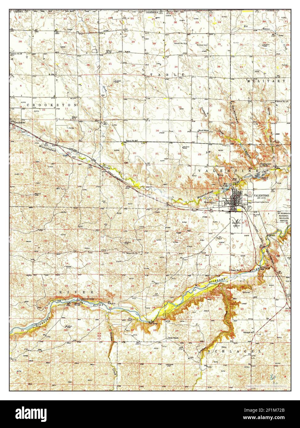 Valentine, Nebraska, map 1950, 162500, United States of America by Timeless Maps, data U.S