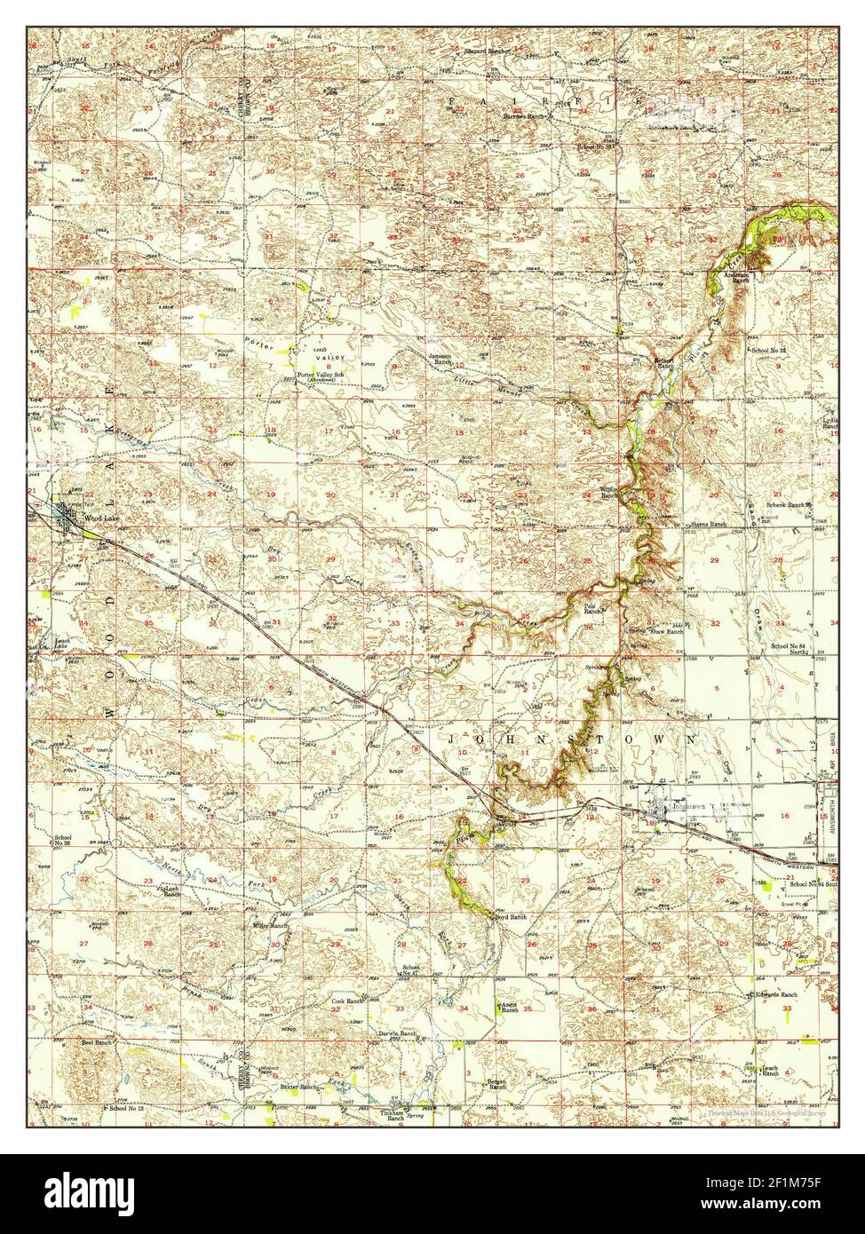 Wood Lake, Nebraska, map 1950, 1:62500, United States of America by Timeless Maps, data U.S. Geological Survey Stock Photo