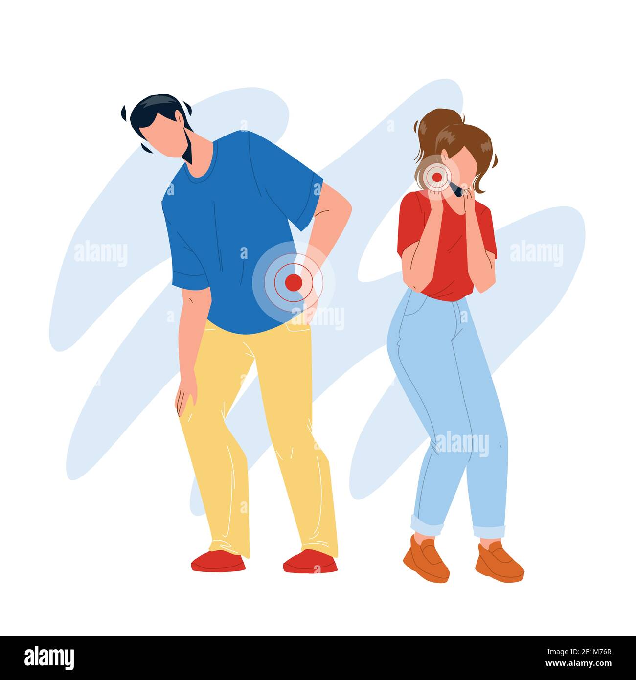 Neck And Back Pain Have Boy And Girl Couple Vector Stock Vector Image & Art  - Alamy