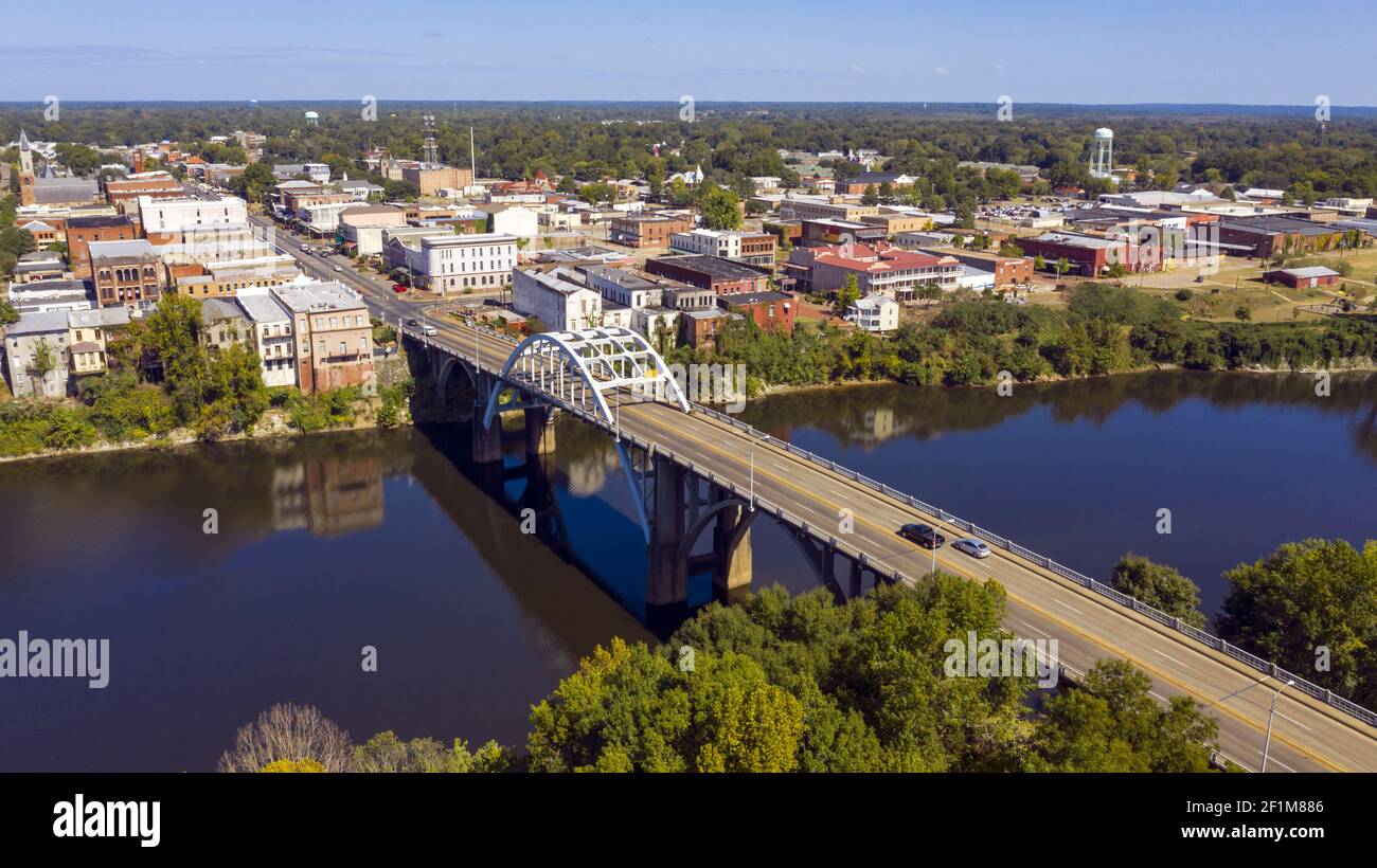River Bridge into Historic Selma Alabama in Dallas County Stock Photo
