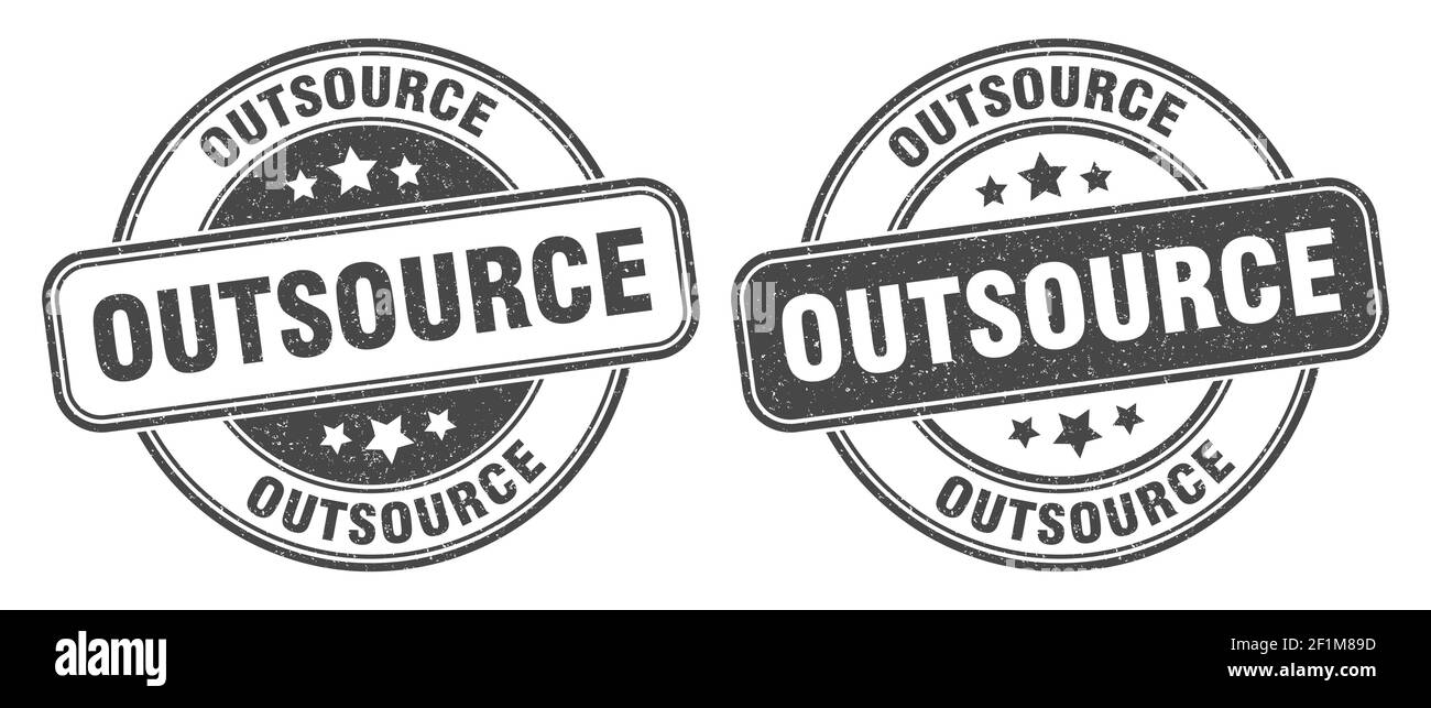 outsource stamp. outsource sign. round grunge label Stock Vector