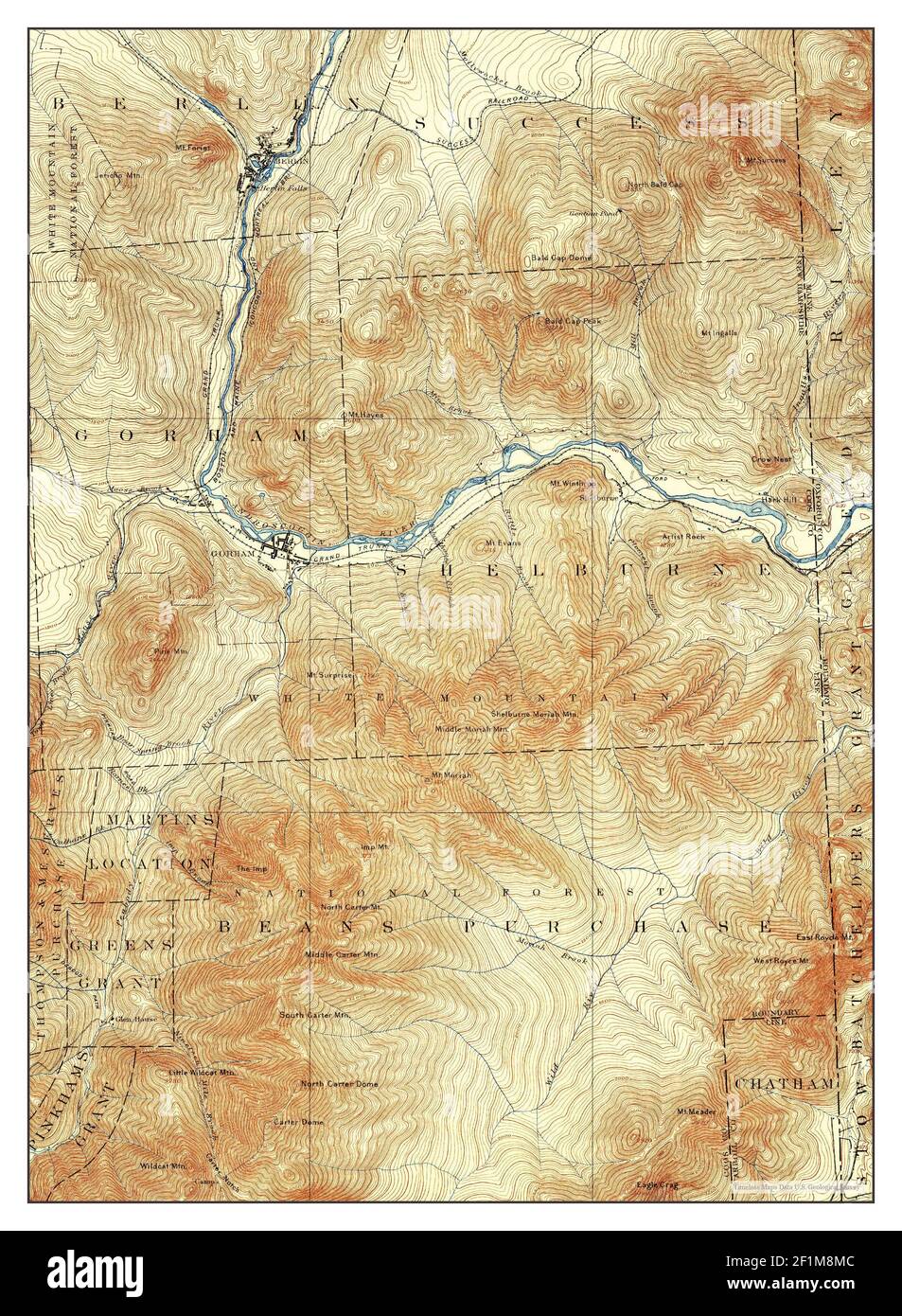 Gorham, New Hampshire, map 1893, 1:62500, United States of America by Timeless Maps, data U.S. Geological Survey Stock Photo