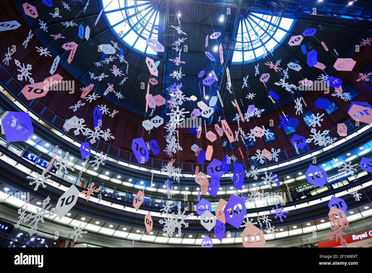 POZNAN, POLAND - Dec 01, 2013: Hanging decoration on a ceiling in the Stary Browar shopping ma Stock Photo
