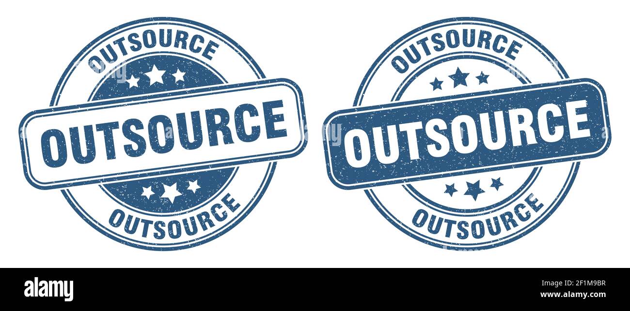 outsource stamp. outsource sign. round grunge label Stock Vector