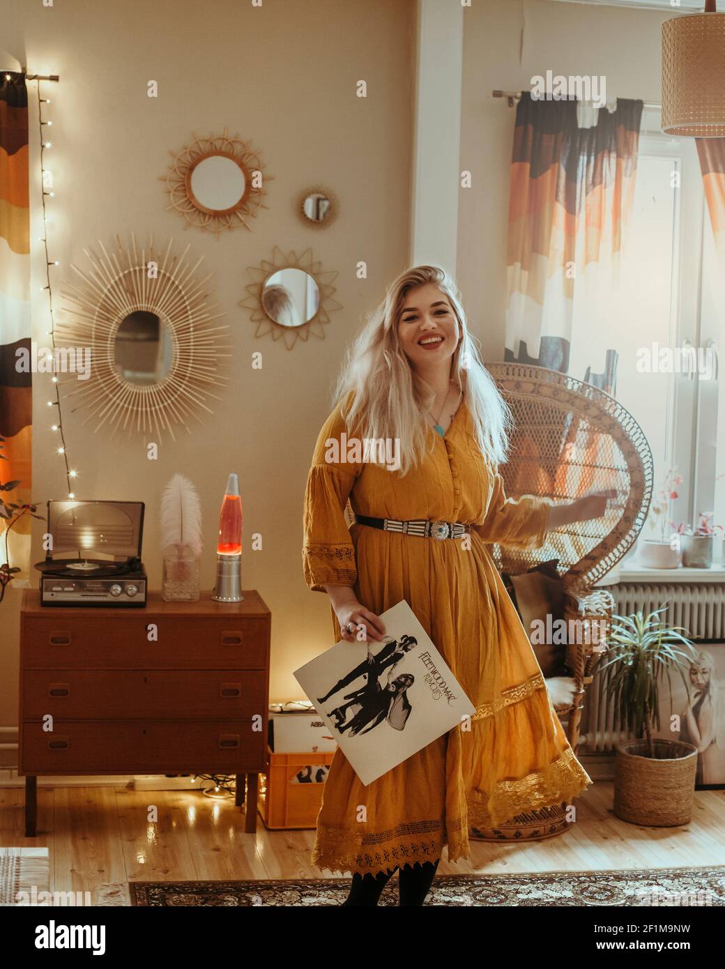 Woman happy dancing at home hi-res stock photography and images - Alamy