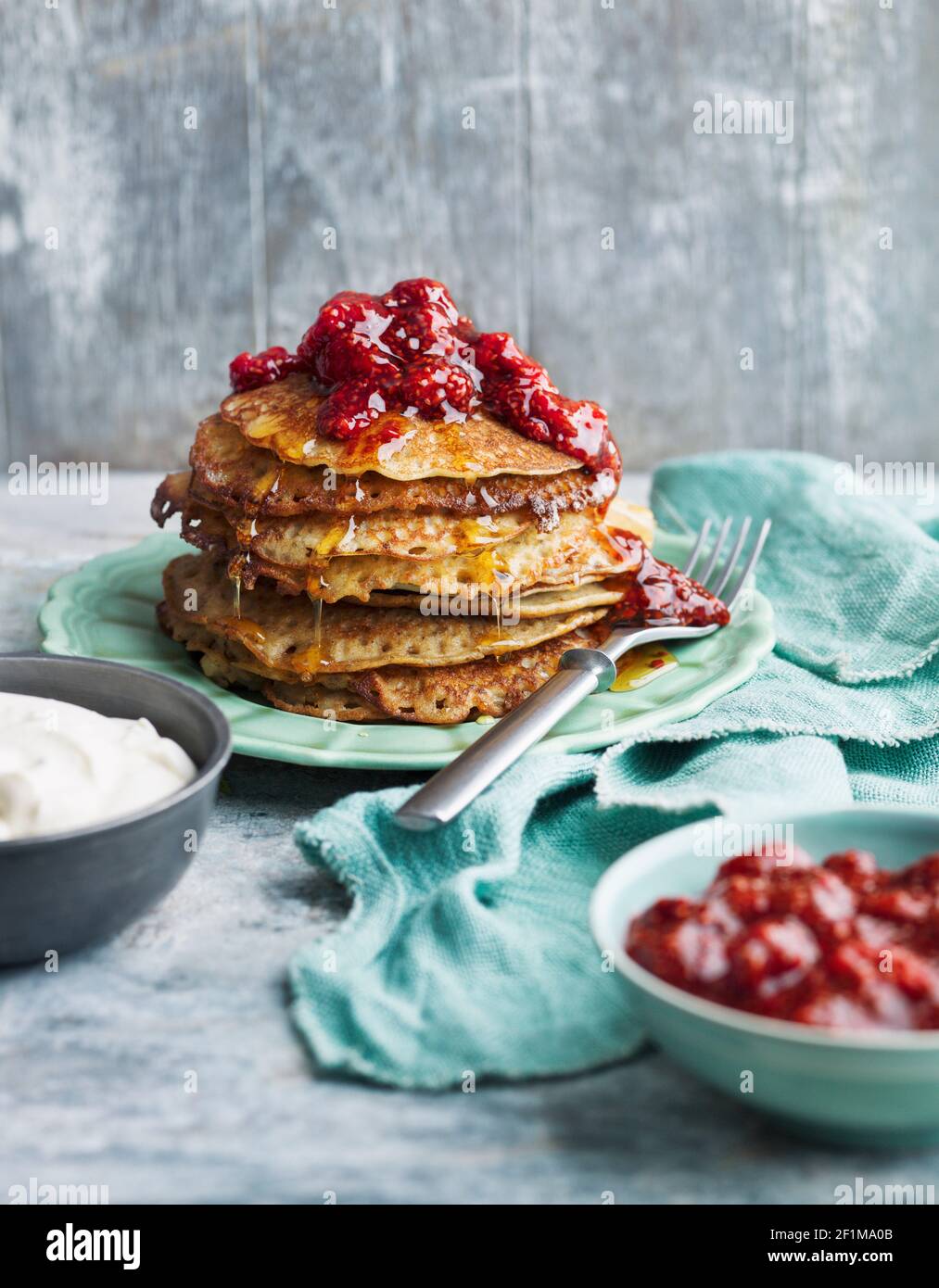 Stack of pancakes on plate Stock Photo