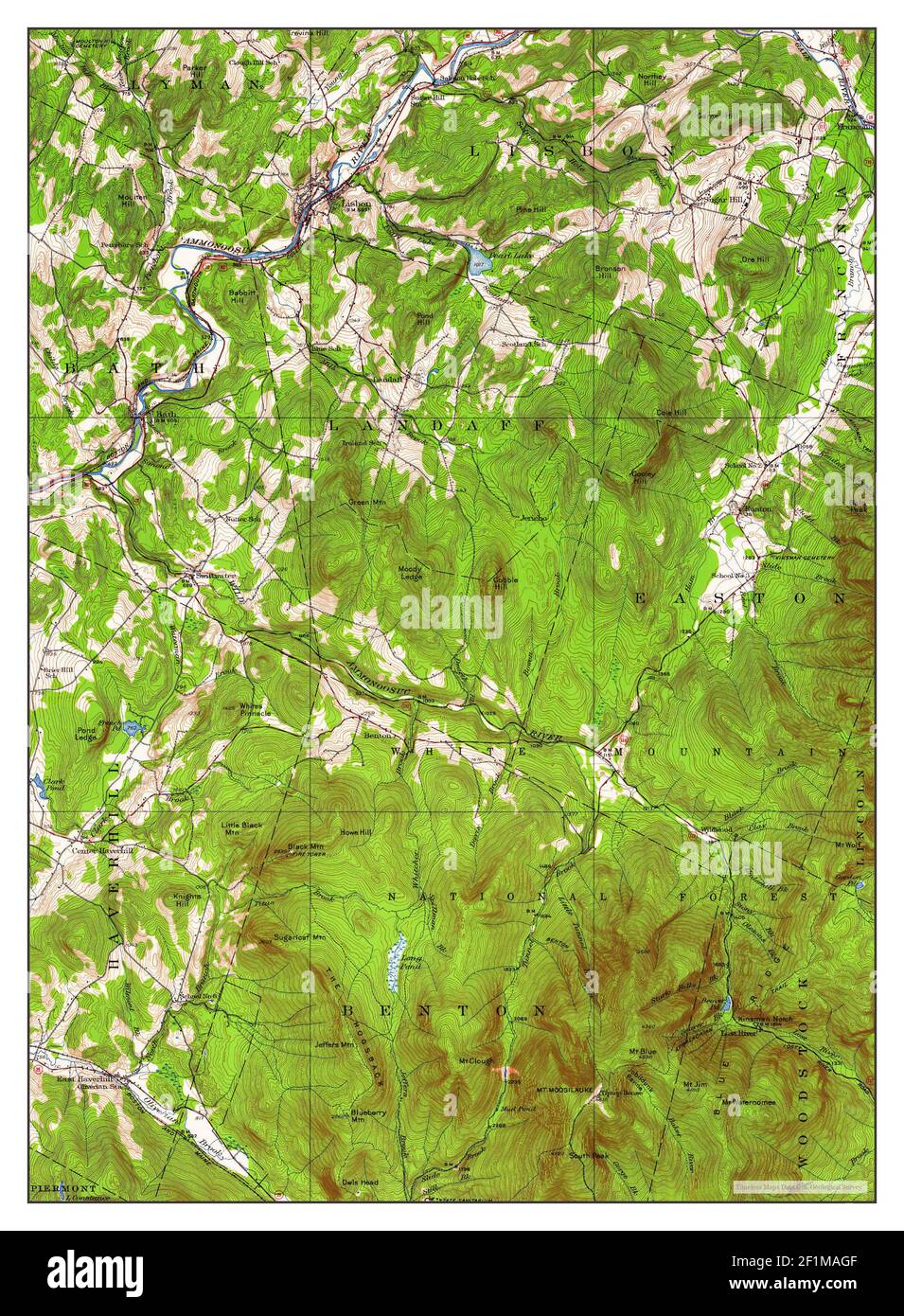 Moosilauke, New Hampshire, map 1929, 1:62500, United States of America by Timeless Maps, data U.S. Geological Survey Stock Photo
