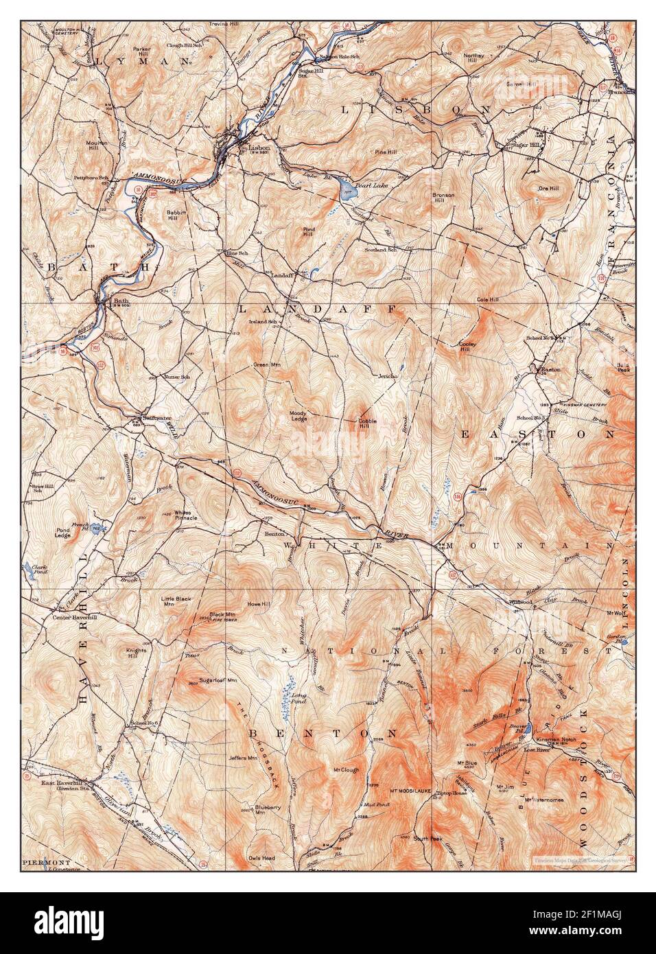 Moosilauke, New Hampshire, map 1932, 1:62500, United States of America by Timeless Maps, data U.S. Geological Survey Stock Photo