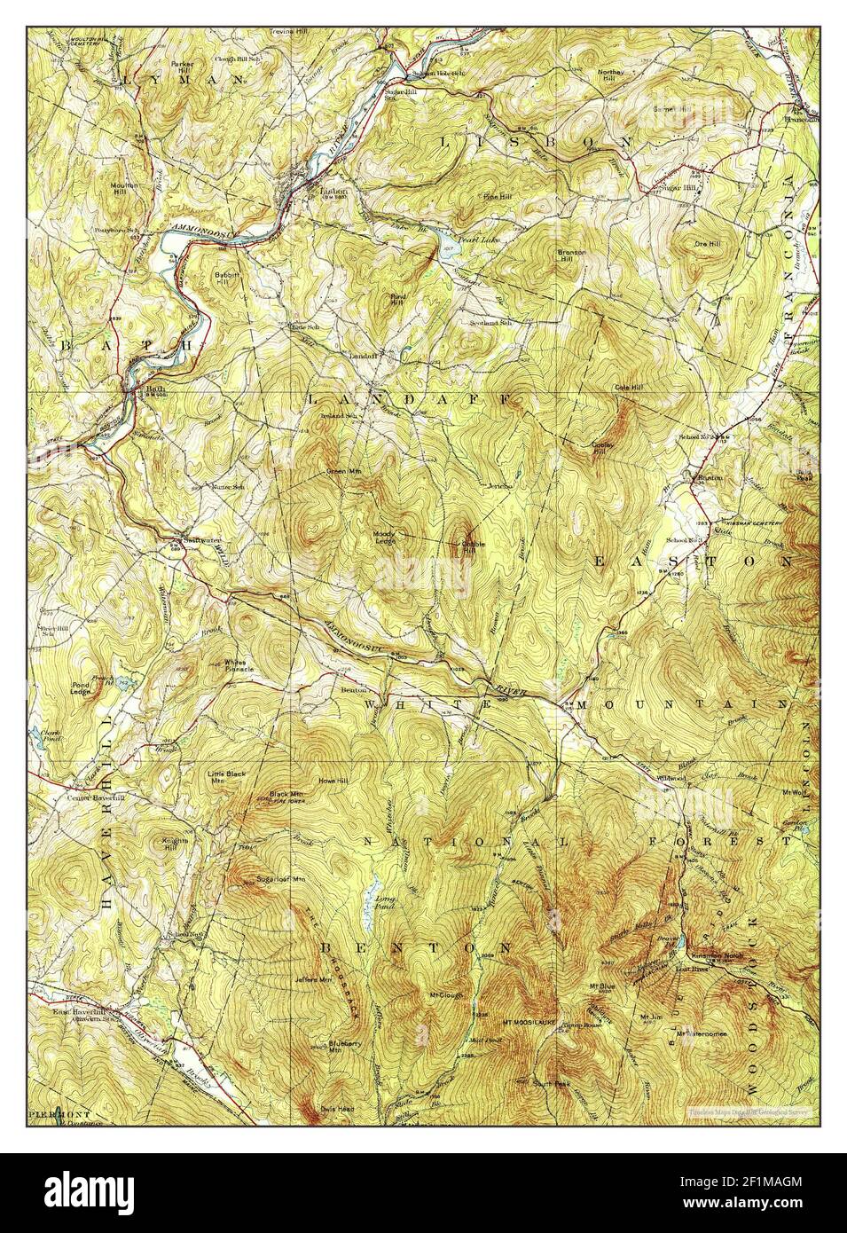 Moosilauke, New Hampshire, map 1932, 1:62500, United States of America by Timeless Maps, data U.S. Geological Survey Stock Photo