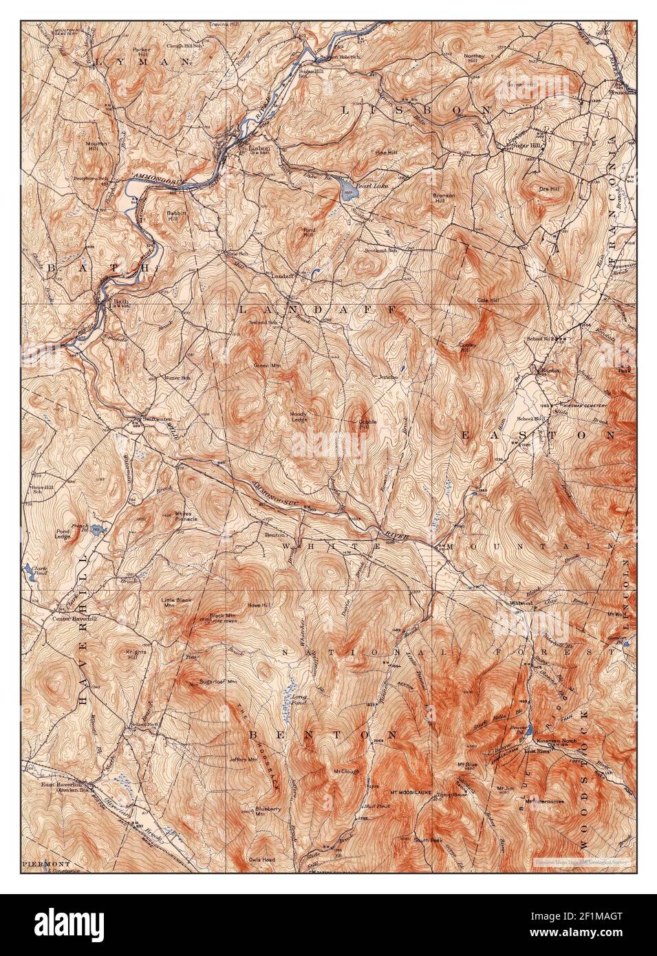 Moosilauke, New Hampshire, map 1932, 1:62500, United States of America by Timeless Maps, data U.S. Geological Survey Stock Photo