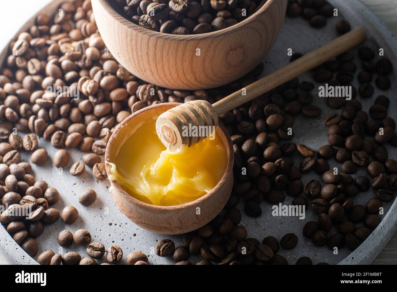 coffee beans and natural honey Stock Photo