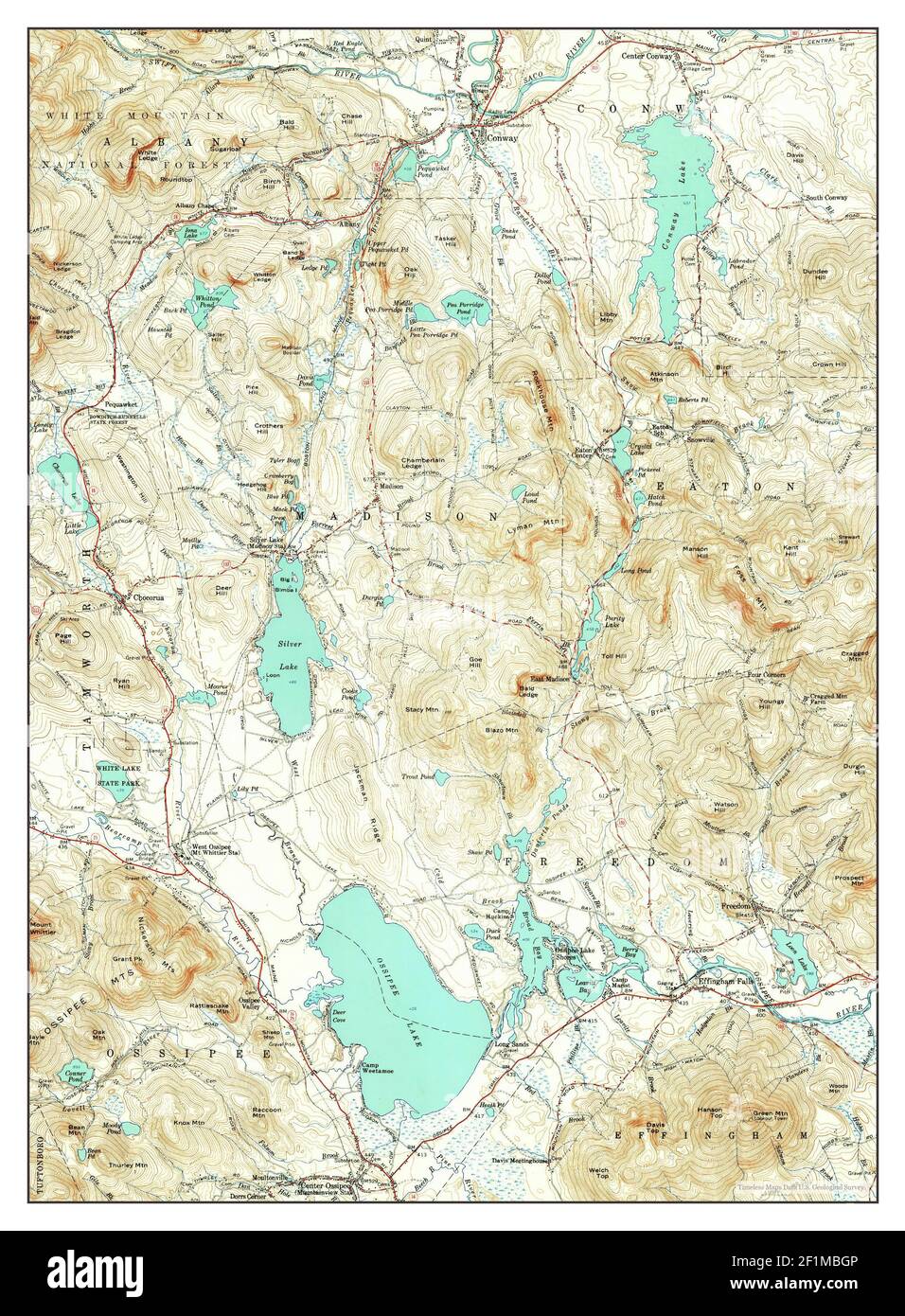 Ossipee Lake, New Hampshire, map 1958, 1:62500, United States of America by Timeless Maps, data U.S. Geological Survey Stock Photo
