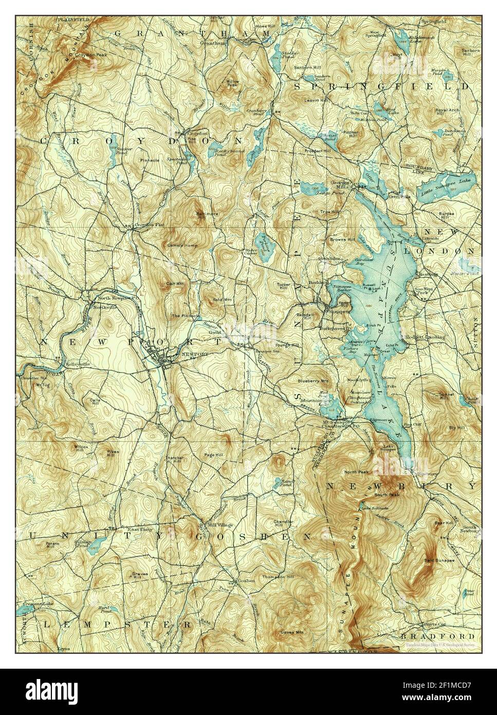 Sunapee, New Hampshire, map 1907, 1:62500, United States of America by Timeless Maps, data U.S. Geological Survey Stock Photo