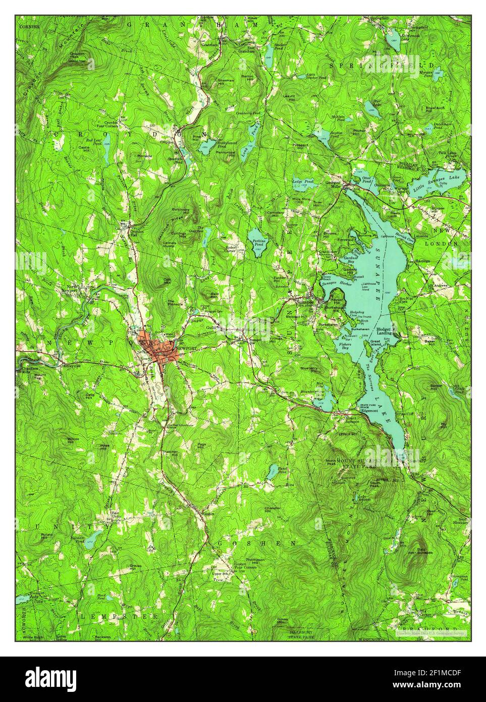 Sunapee, New Hampshire, map 1955, 1:62500, United States of America by Timeless Maps, data U.S. Geological Survey Stock Photo