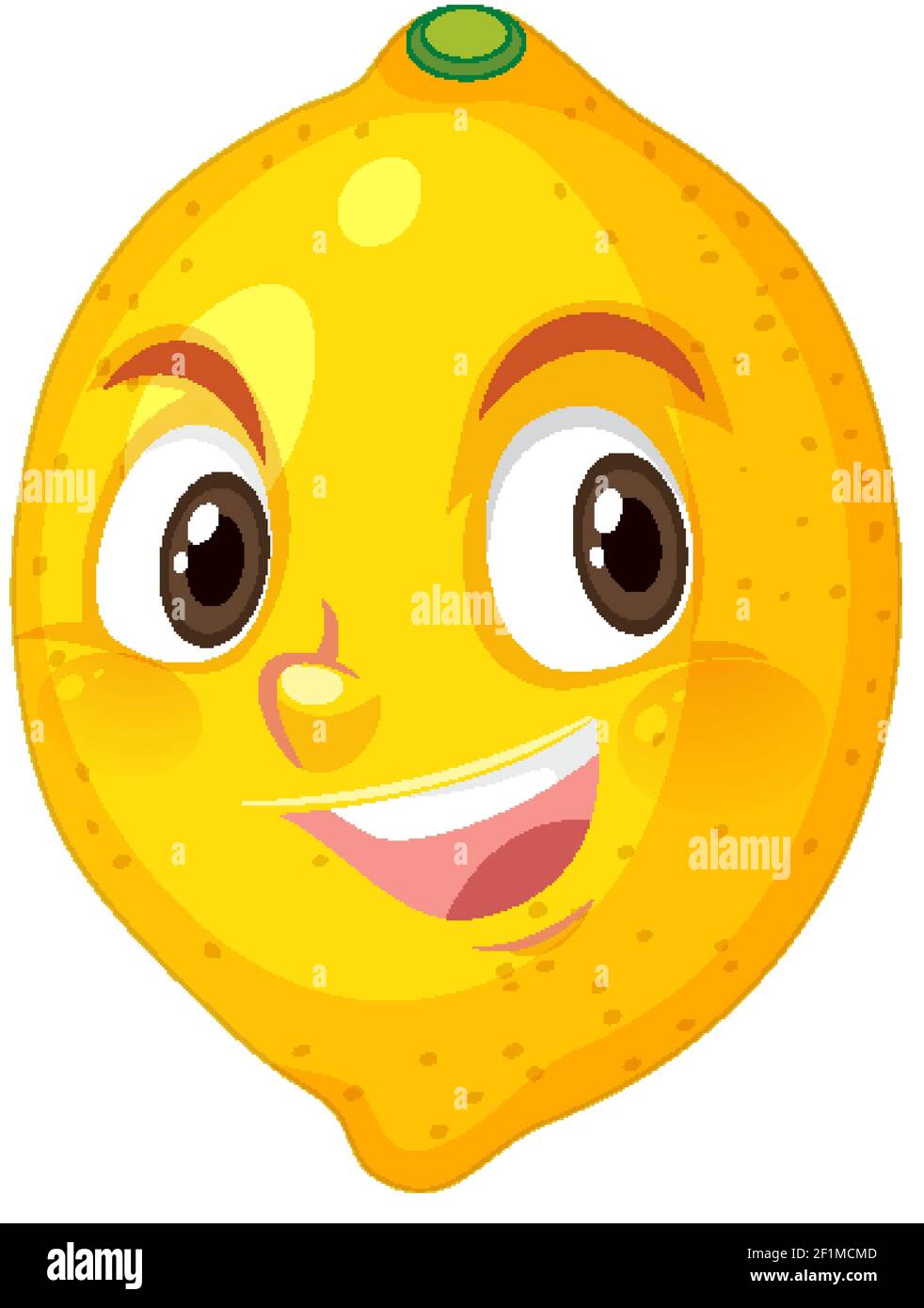 Lemon cartoon character with happy face expression on white background ...
