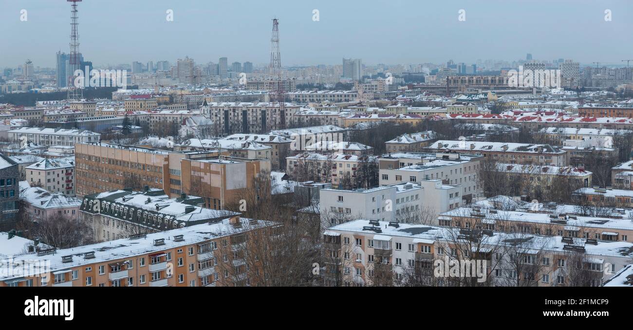 winter and snow Minsk from a height Stock Photo - Alamy