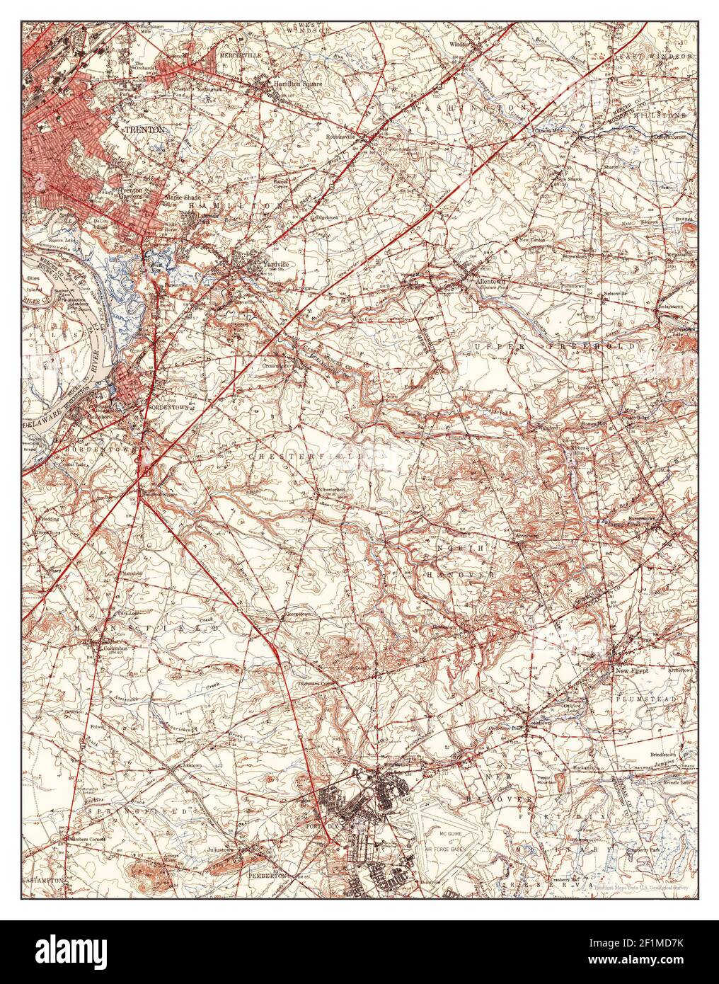 Bordentown, New Jersey, map 1948, 162500, United States of America by