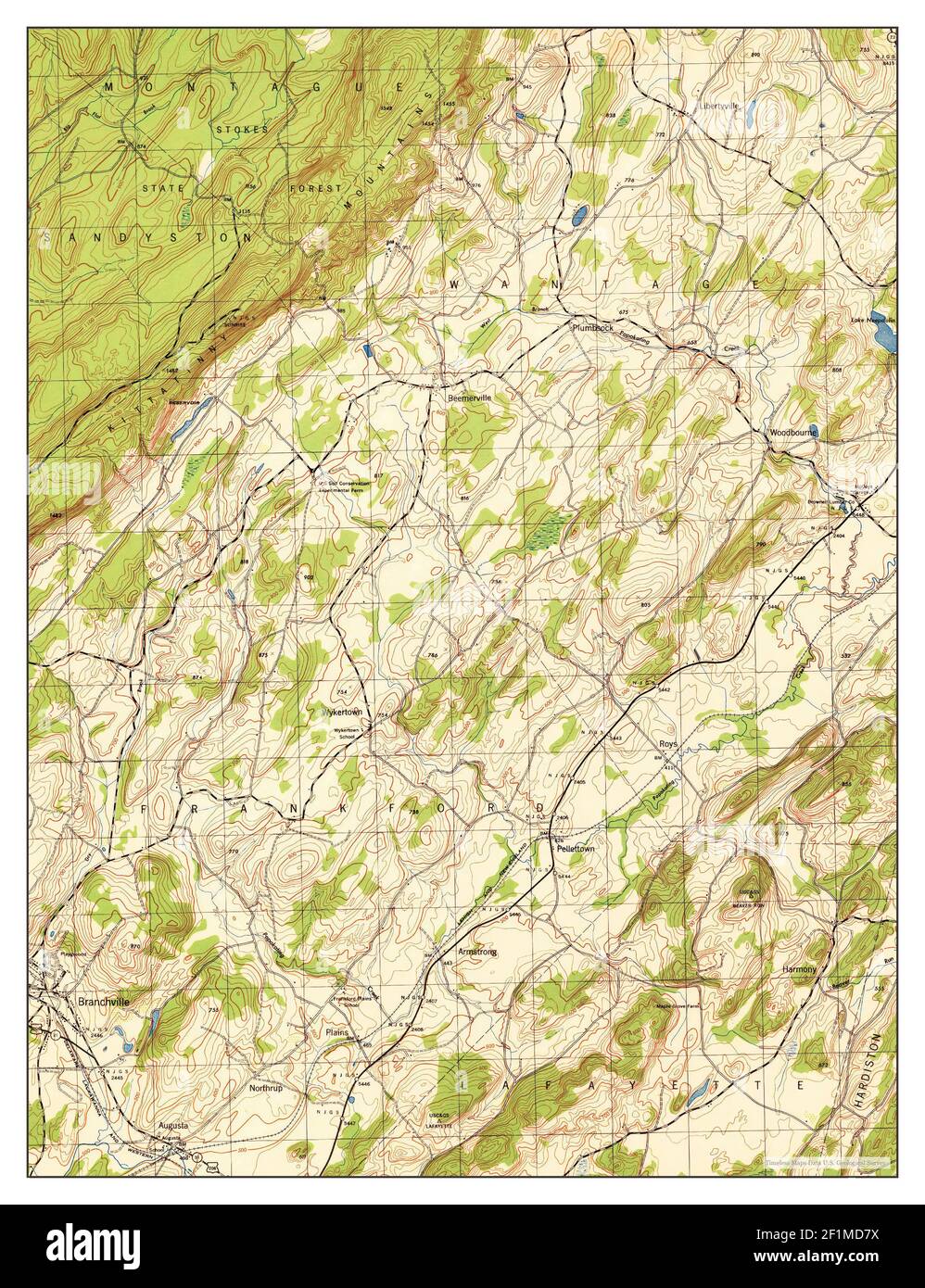 Branchville, New Jersey, map 1943, 131680, United States of America by Timeless Maps, data U.S