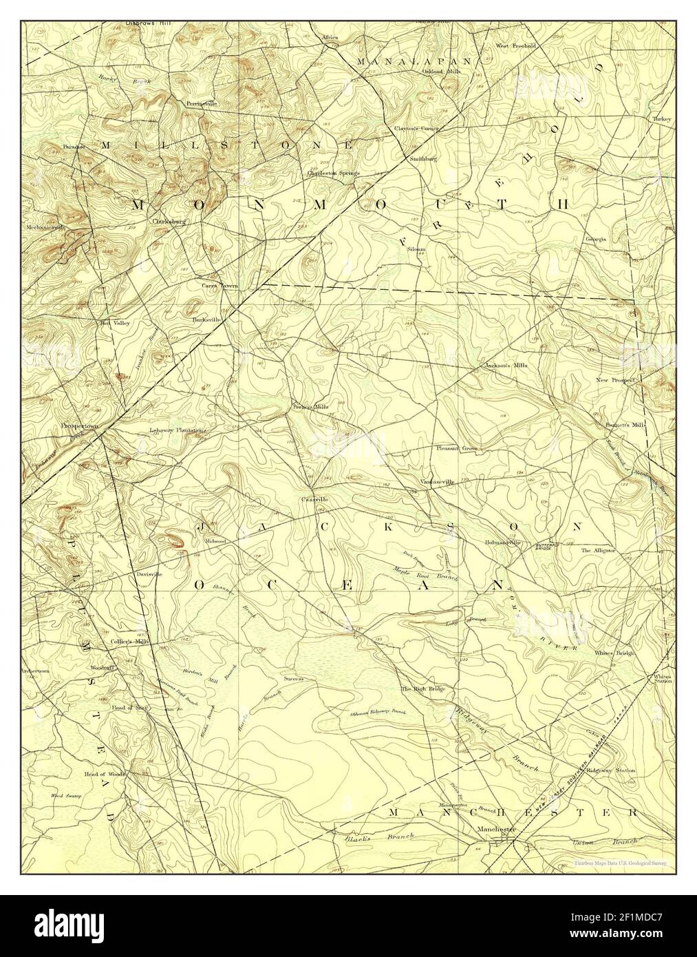 Cassville, New Jersey, map 1888, 1:62500, United States of America by Timeless Maps, data U.S. Geological Survey Stock Photo