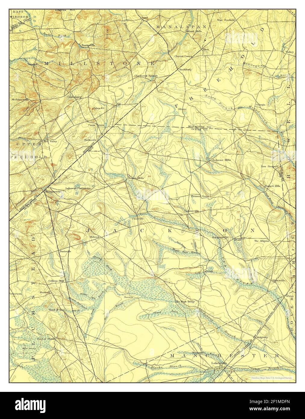 Cassville, New Jersey, map 1900, 1:62500, United States of America by Timeless Maps, data U.S. Geological Survey Stock Photo