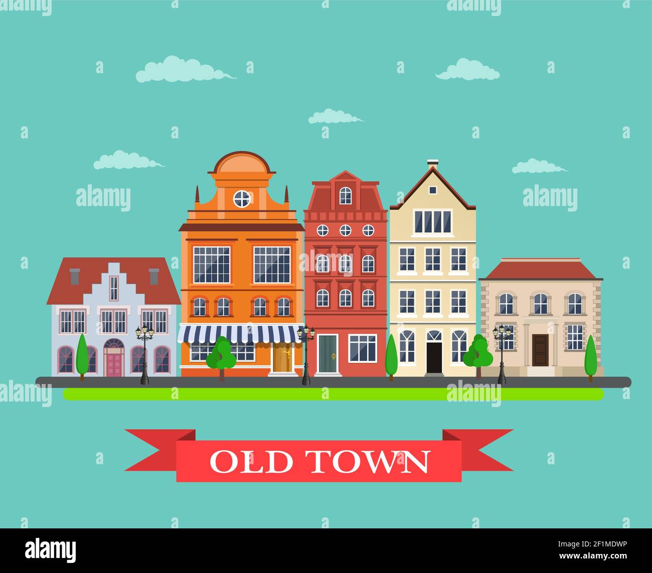 old town village main street Stock Vector Image & Art - Alamy