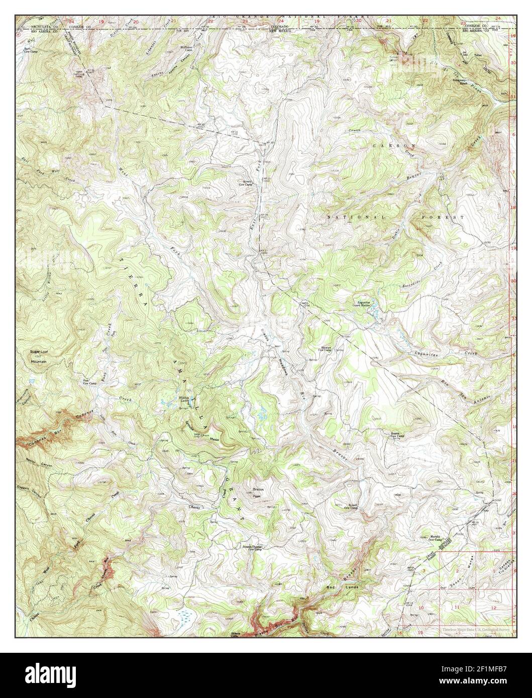 Brazos Peak, New Mexico, map 1955, 1:62500, United States of America by ...