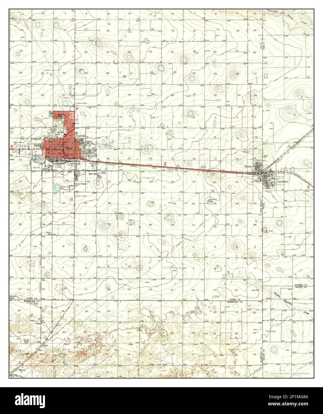 Clovis, New Mexico, map 1957, 162500, United States of America by