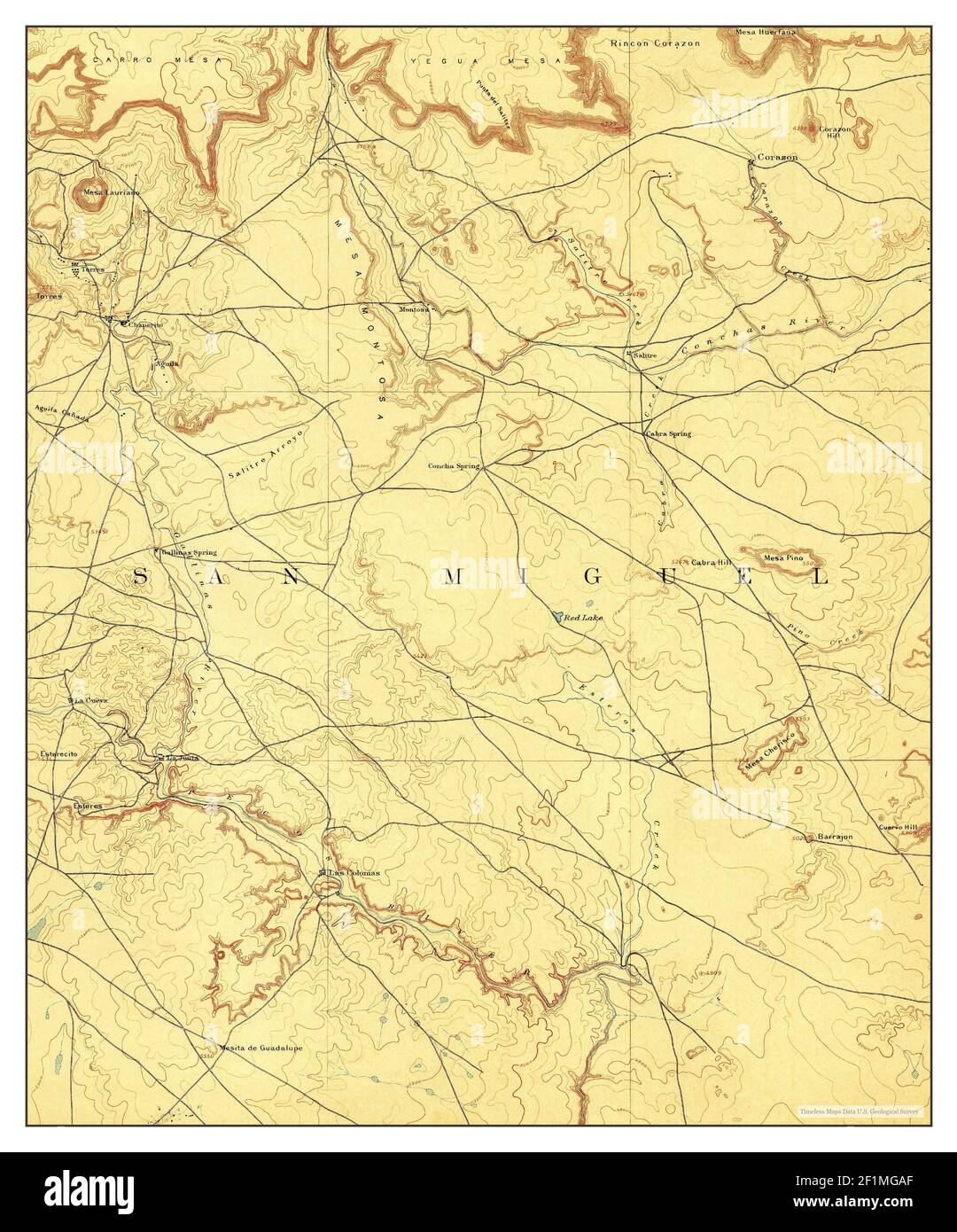 Corazon, New Mexico, map 1894, 1:125000, United States of America by Timeless Maps, data U.S. Geological Survey Stock Photo