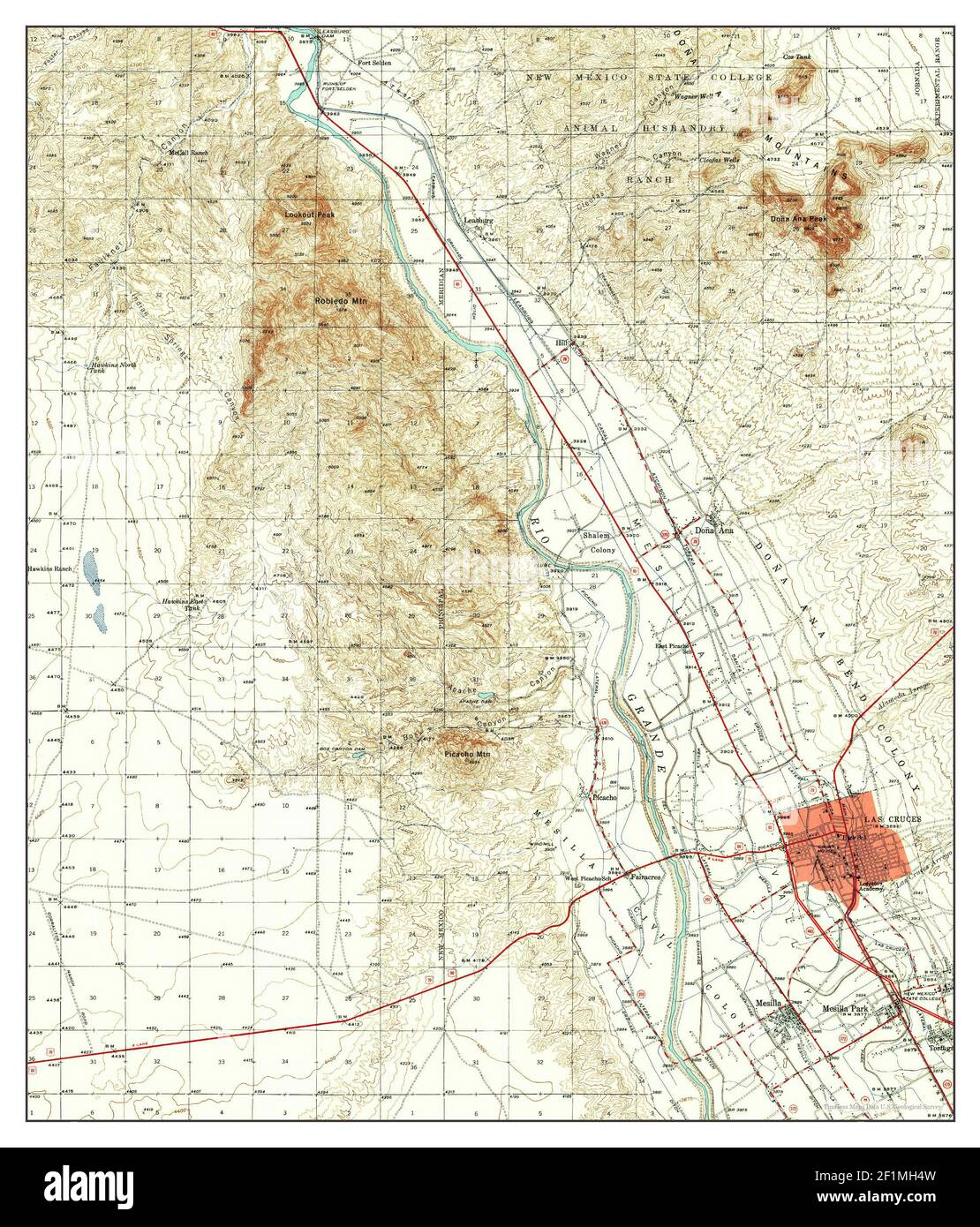 Las Cruces, New Mexico, map 1941, 1:62500, United States of America by  Timeless Maps, data U.S. Geological Survey Stock Photo - Alamy