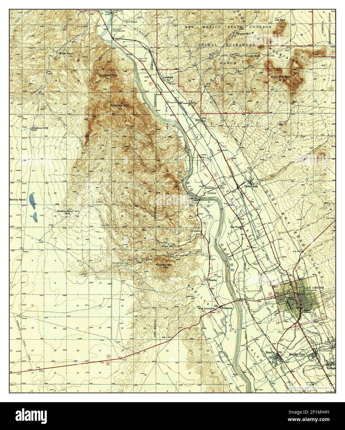 Las Cruces, New Mexico, map 1943, 1:62500, United States of America by Timeless Maps, data U.S ...