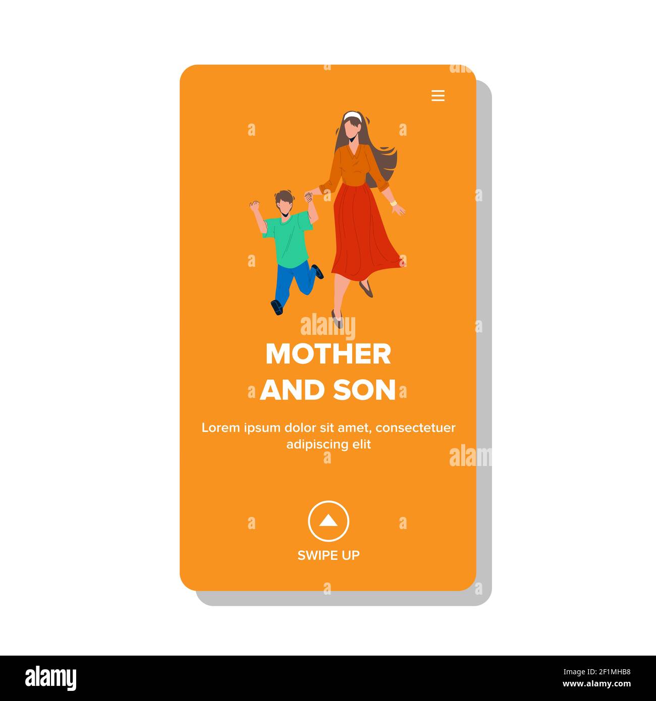 Mother And Son Late And Run To Kindergarten Vector Stock Vector Image