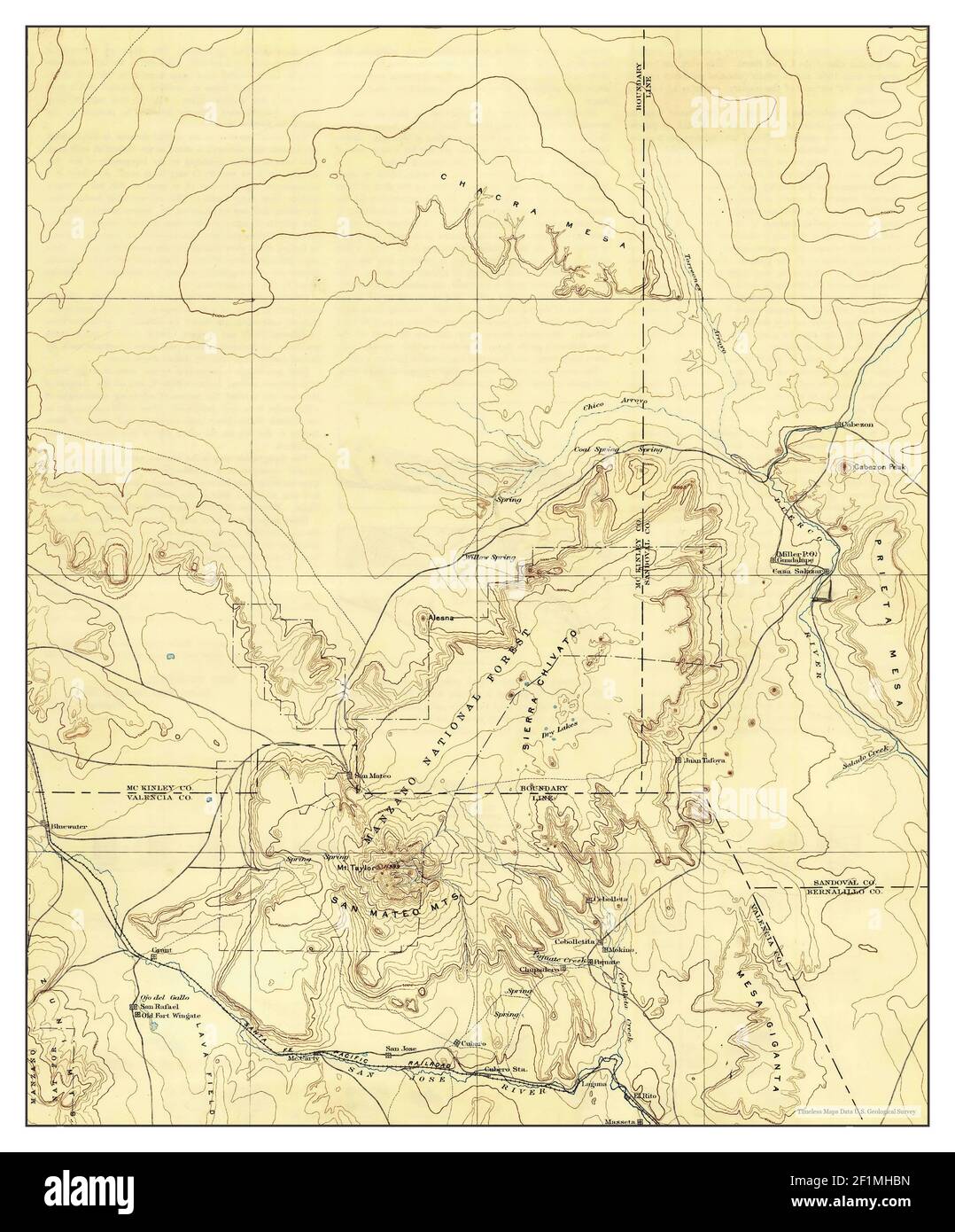 Mt Taylor, New Mexico, map 1899, 1250000, United States of America by