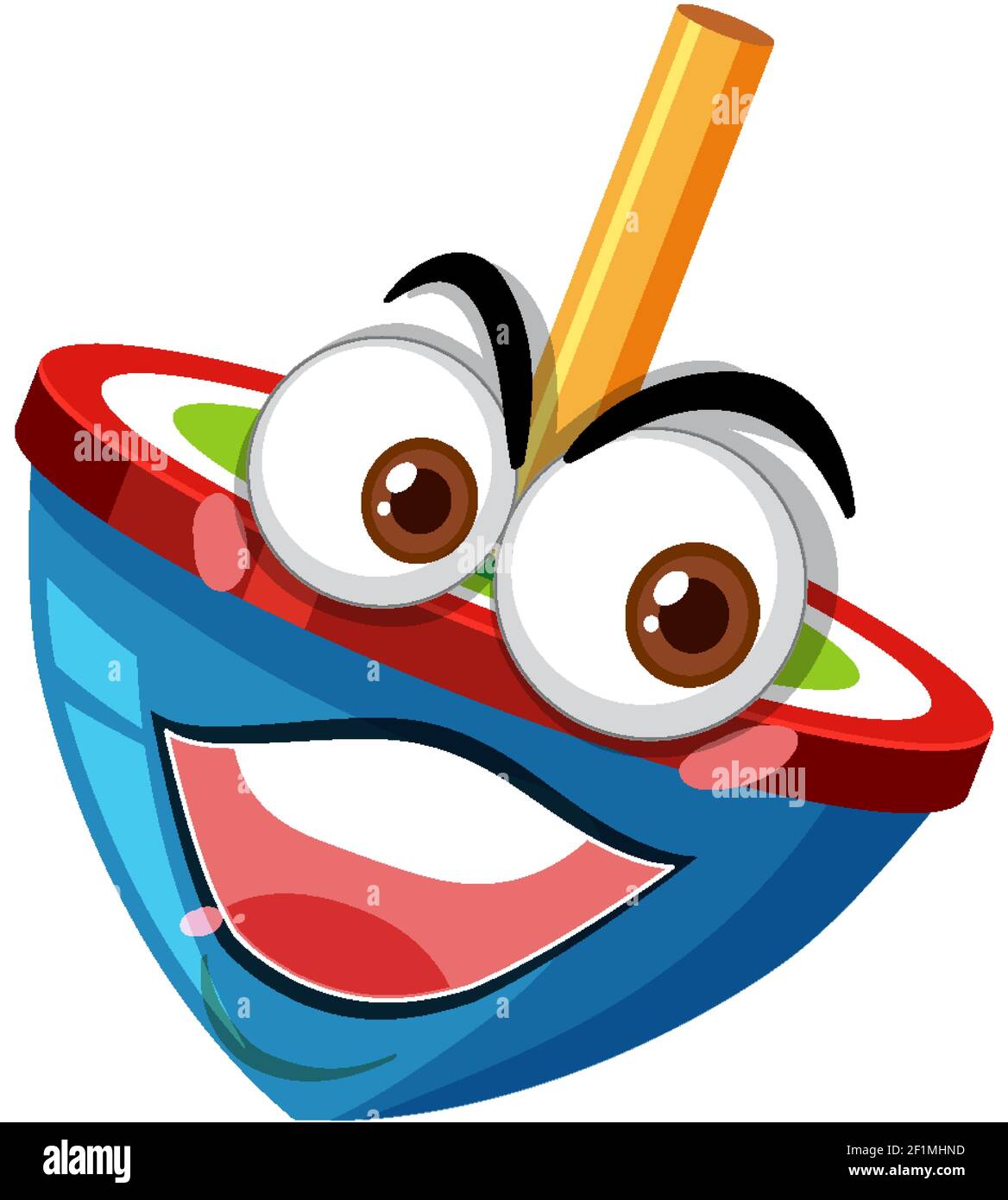 Spinning top cartoon character with facial expression illustration