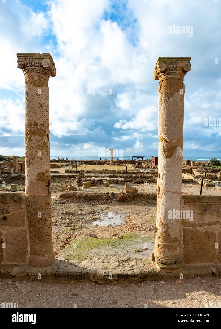 Ancient ruins in Paphos Archaeological Park - Cyprus Stock Photo