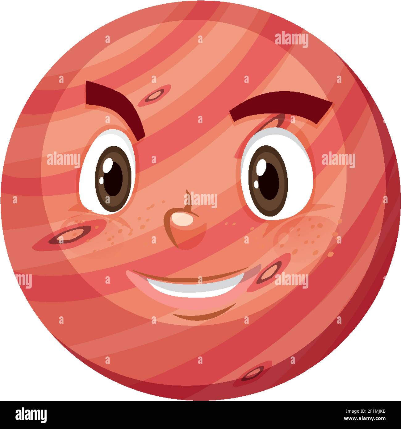 Mars cartoon character with happy face expression on white background illustration Stock Vector