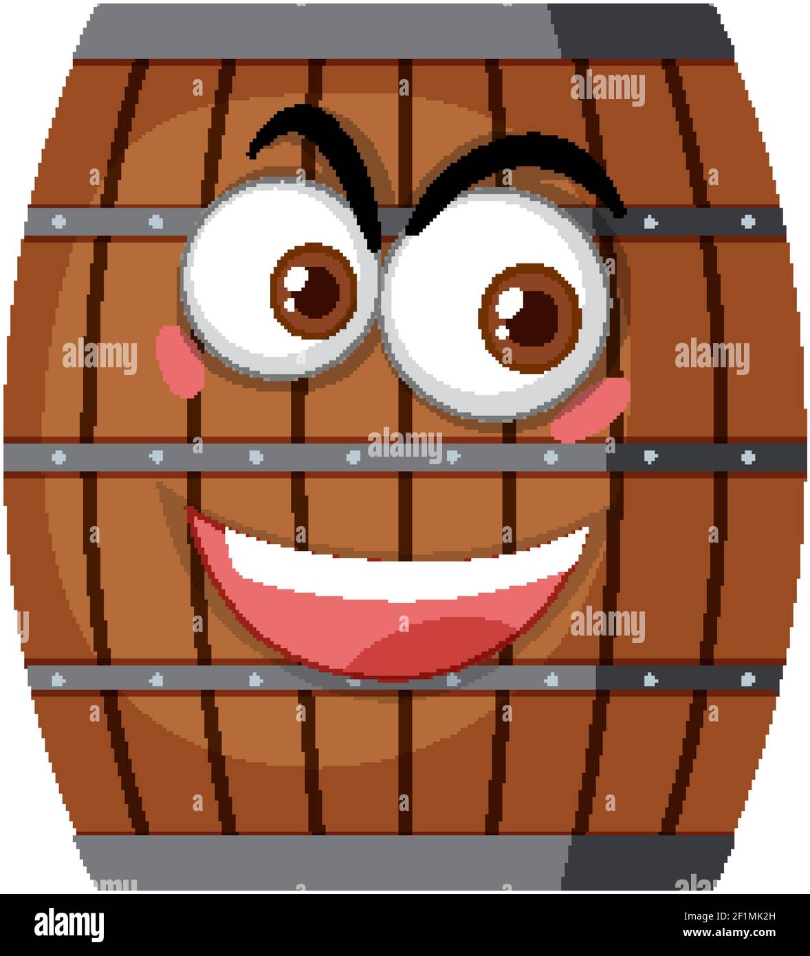 Wooden barrel with face expression on white background illustration